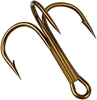 AMHDV 100pcs Treble Hooks Barbed Sharp Treble Hook for Freshwater and Saltwater (Gold, 12# 100pcs)