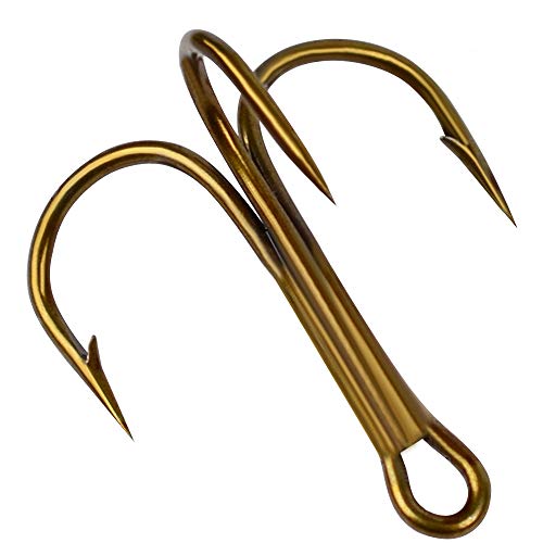 AMHDV 100pcs Treble Hooks Barbed Sharp Treble Hook for Freshwater and Saltwater (Gold, 12# 100pcs)