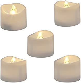 Homemory Realistic and Bright Flickering Bulb Battery Operated Flameless LED Tea Light for Seasonal & Festival Celebration, Pack of 12, Electric Fake Candle in Warm White and Wave Open