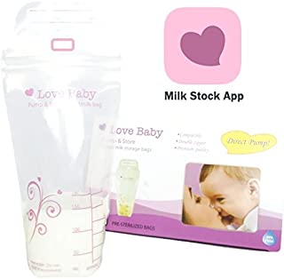 Direct-Pump Breastmilk Storage Bags with Breastmilk Management App by Love Baby, 100 Count