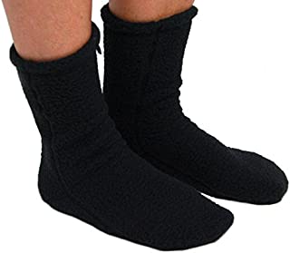 POLAR FEET Supersoft Fleece Socks (XL (M 12-13), Black)