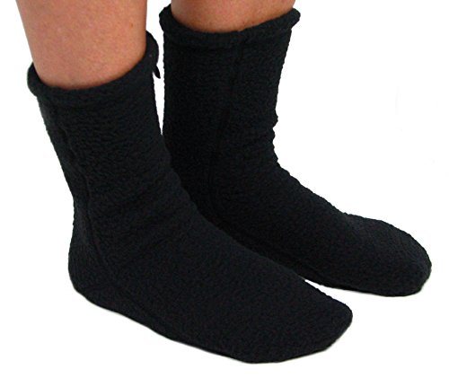 POLAR FEET Supersoft Fleece Socks (XL (M 12-13), Black)