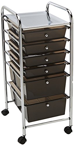 Alvin, SC6SM, Standard Deep Storage Organizer Cart - Smoke, 6 Drawers