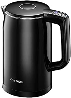 Miroco Electric Kettle Temperature Control 1.7L Double Wall Keep Warm, Anti-scald Tea Kettle 100% Stainless Steel BPA-Free Hot Tea Kettle, Auto Shut-Off, Boil-Dry Protection, 1500W Fast Boiling-120V