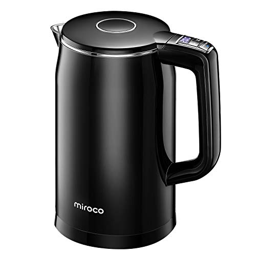 Miroco Electric Kettle Temperature Control 1.7L Double Wall Keep Warm, Anti-scald Tea Kettle 100% Stainless Steel BPA-Free Hot Tea Kettle, Auto Shut-Off, Boil-Dry Protection, 1500W Fast Boiling-120V