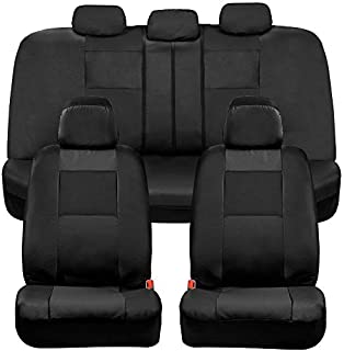 BDK Croc Skin Faux Leather Car Seat Covers, Full Set Black  Universal Fit Design, Airbag Compatible, Front and Back Seat Cover for Cars Trucks Vans and SUVs