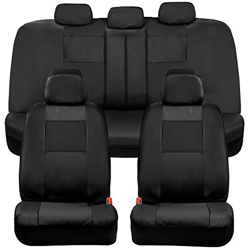 BDK Croc Skin Faux Leather Car Seat Covers, Full Set Black  Universal Fit Design, Airbag Compatible, Front and Back Seat Cover for Cars Trucks Vans and SUVs