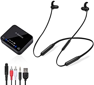 Avantree HT4186 Wireless Headphones Earbuds for TV Watching, Neckband Earphones Hearing Set w/ Bluetooth Transmitter for OPTICAL Digital Audio, RCA, 3.5mm Aux Ported TVs, PLUG n PLAY, No Audio Delay