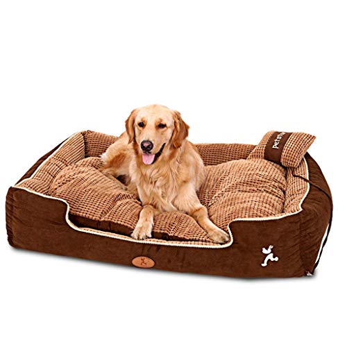 Large Dog Bed Indestructible Orthopedic Puppy Kennel Beds for Medium Dogs/Cats/Pet, Brown