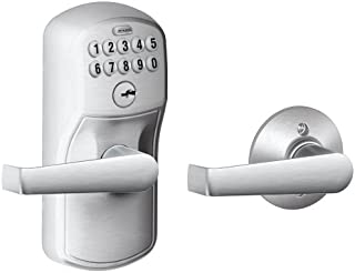 Schlage FE575 PLY 626 ELA Plymouth Keypad Entry with Auto-Lock and Elan Levers, Brushed Chrome