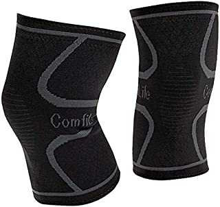 ComfiLife Compression Knee Sleeve  Knee  Brace for Men & Women  Knee Support for Running, Weightlifting, Crossfit, Meniscus Tear, Arthritis Pain Relief  Breathable Non-Slip Comfort (Pair)