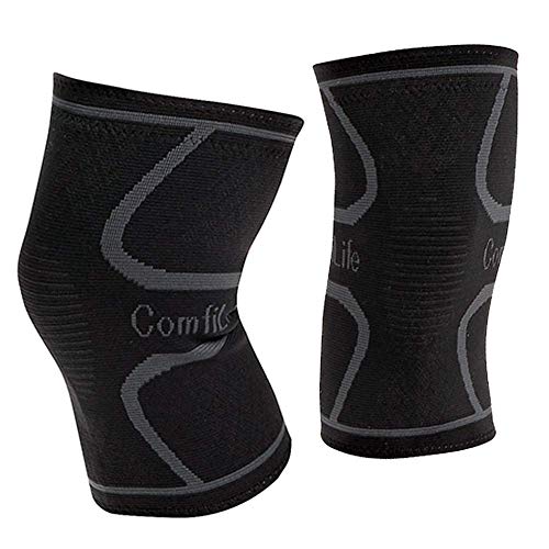 ComfiLife Compression Knee Sleeve  Knee  Brace for Men & Women  Knee Support for Running, Weightlifting, Crossfit, Meniscus Tear, Arthritis Pain Relief  Breathable Non-Slip Comfort (Pair)