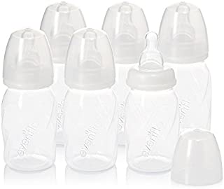 Evenflo Feeding Premium Proflo Vented Plus Polypropylene Baby, Newborn and Infant Bottles - Helps Reduce Colic - Clear, 4 Ounce (Pack of 6)