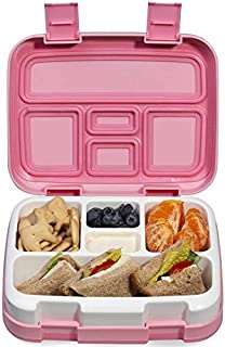 Lunch Box for Kids Childrens, Bento lunch Box for Boys Girls, Toddler School Lunch Containers 5-Compartment On-the-Go Meal Fruit Snack Packing for Picnic Outdoors, Leak Proof Durable & Microwave Safe