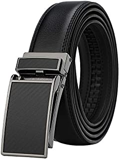 Men's Comfort Genuine Leather Ratchet Dress Belt with Automatic Click Buckle (Suit Pant Size 28