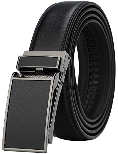 Men's Comfort Genuine Leather Ratchet Dress Belt with Automatic Click Buckle (Suit Pant Size 28