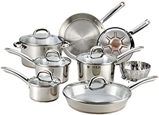 T-fal C836SD Ultimate Stainless Steel Copper Bottom 13 PC Cookware Set