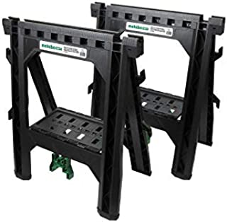 Metabo HPT Folding Sawhorses, Heavy Duty Stand, 4 Sawbucks, 1200 Pound Capacity, Built-In Cord Hooks and Shelves, 2-Pack (115445M)