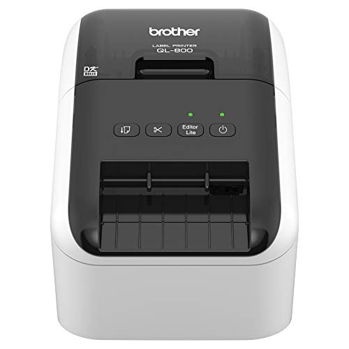 Brother QL-800 High-Speed Professional Label Printer, Lightning Quick Printing, Plug & Label Feature, Brother Genuine DK Pre-Sized Labels, Multi-System Compatible  Black & Red Printing Available