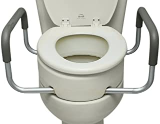 Essential Medical Supply Elevated Toilet Seat with Arms, Elongated, 19.5 x 14 x 3.5 Inch