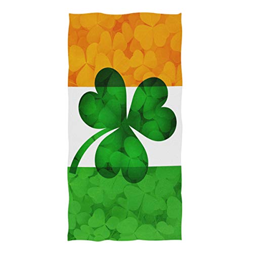 ZZKKO Ireland Flag with Shamrock Leaves Towel Washcloth Baby Toddler Kids Boys Girls Women Man for Home Kitchen Bathroom Spa Gym Swim Hotel Use