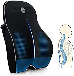 Winjoy Lumbar Support Pillow for Office Chair, Memory Foam Ergonomic Orthopedic Backrest Back Cushion Pillow for Wheelchair, Car, Computer and Desk Seat-Lower Back Pain Relief