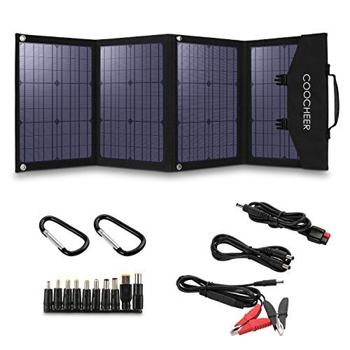 COOCHEER Solar Panel 120W, Portable Solar Panel Charger for Portable Generator/Power Station/USB Devices/Cars/Yacht with 2 USB Ports & 1 DV Port, Suitable for Camping Van