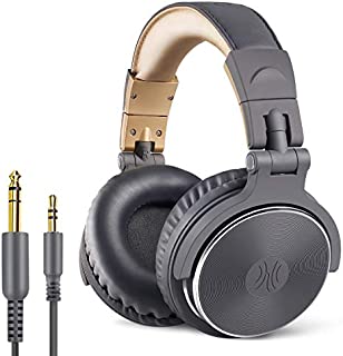 OneOdio Over Ear Headphone, Wired Bass Headsets with 50mm Driver, Foldable Lightweight Headphones with Shareport and Mic for Recording Monitoring Mixing Podcast Guitar PC TV - (Grey)