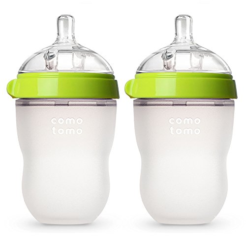 Comotomo Baby Bottle, Green, 8 Ounce (2 Count)