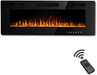 Waleaf 42 inch Electric Fireplace Recessed and Mounted, Built in Wall Fireplace Heater with Multicolor Flame, Flush Mount Linear Fireplace, Wall Insert Fireplace with Remote Control & Touch Screen