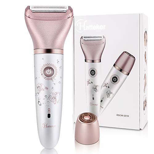 Electric Razor for Women, Tencoz Hair Removal for Women 2 in 1 Wet & Dry Painless Rechargeable for Legs Underarms and Bikini Pop-Up Trimmer 2 Changeable Trimmer Heads (Rose Gold)