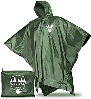 Rain Ponchos for Adults: Best Rain Jacket Waterproof Poncho for Women Men & Kids. Raincoat with Hood Suits Outdoor Hiking Gear. Lightweight Reusable Packable Totes Emergency Rain Coat Cover, Green