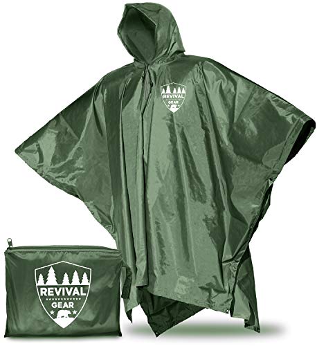 Rain Ponchos for Adults: Best Rain Jacket Waterproof Poncho for Women Men & Kids. Raincoat with Hood Suits Outdoor Hiking Gear. Lightweight Reusable Packable Totes Emergency Rain Coat Cover, Green