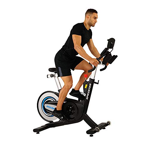 Sunny Health & Fitness Asuna 6100 Sprinter Cycle Exercise Bike - Magnetic Belt Rear Drive, 350 LB Max Weight, Wireless Heart Rate Belt with RPM Cadence Sensor and SPD Style Pedals