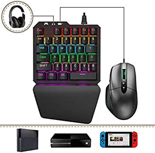 Delta essentials FO203 Blue Switch Mechanical Gaming Keyboard and Mouse Combo Converter Adapter for PS3/PS4/Nintendo Switch/Xbox One Support Call of Duty Modern Warfare Overwatch PUBG