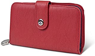 Nautica Be Shore Womens Wallet RFID Blocking Zip Around Clutch (Fuego Red)