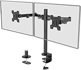 WALI Dual LCD Monitor Fully Adjustable Desk Mount Stand Fits 2 Screens up to 27 inch, 22 lbs. Weight Capacity per Arm (M002), Black