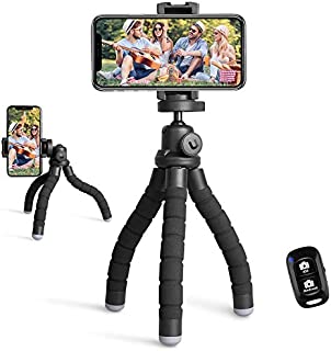 UBeesize Phone Tripod, Portable and Flexible Tripod with Wireless Remote and Universal Clip, Compatible with All Cell Phones/ Cameras, Cell Phone Tripod Stand for Video Recording(Black