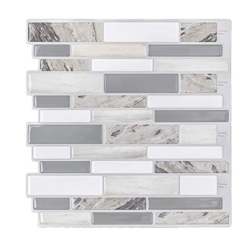 HUE DECORATION Modern Grey Peel and Stick Tile