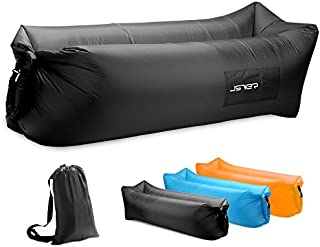 JSVER Inflatable Lounger Air Sofa with Portable Package for Beach and Pool Parties, Travelling, Hiking, Camping, Park, Black