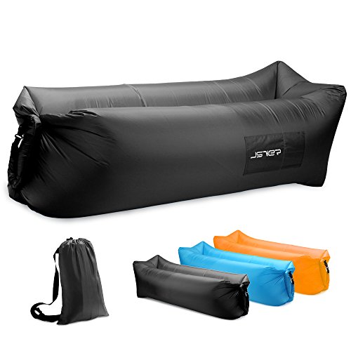 JSVER Inflatable Lounger Air Sofa with Portable Package for Beach and Pool Parties, Travelling, Hiking, Camping, Park, Black