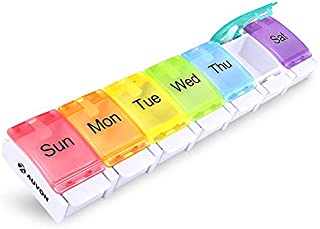 AUVON iMedassist Weekly Pill Organizer Arthritis Friendly, BPA Free Travel 7 Day Pill Box Case with Spring Open Design and Large Compartment to Hold Vitamins, Cod Liver Oil, Supplements and Medication