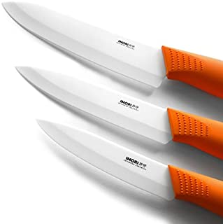 Best Ceramic Knife Set by IMORI  3 Chef Rated Blades with SafeEdge Back Corners (6