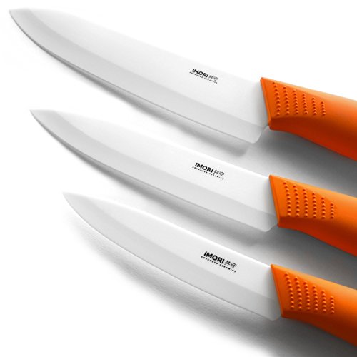 Best Ceramic Knife Set by IMORI  3 Chef Rated Blades with SafeEdge Back Corners (6