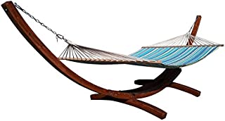 Petra Leisure 14 Ft. Teak Wooden Arc Hammock Stand, Quilted Beige Color