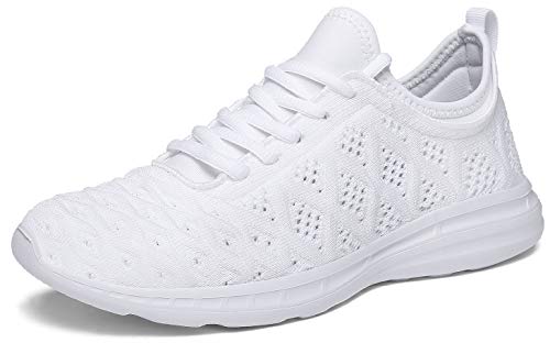 JOOMRA Women Walking Shoes White Breathable Flats Cheer Gym Casual Workout Jogging Running Sport Athletic Fashion Tennis Sneakers Size 9