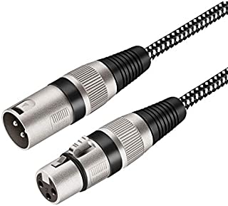 XLR Microphone Cable 6 FT, 3 Pin Nylong Braided Balanced XLR Male to XLR Female Mic DMX Cable Patch Cords (Pure Copper Conductors)