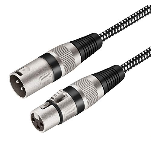 XLR Microphone Cable 6 FT, 3 Pin Nylong Braided Balanced XLR Male to XLR Female Mic DMX Cable Patch Cords (Pure Copper Conductors)