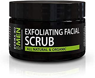 Exfoliating Mens Natural face scrub - Organic for Sensitive Facial Skin - Treats Acne - Unclogs Pores - Prevents Ingrown Hairs - 4oz