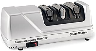 Chef'sChoice Professional Electric Knife Sharpening Station for Straight and Serrated Knives Diamond Abrasives and Precision Angle Guides, 3-Stage, Silver